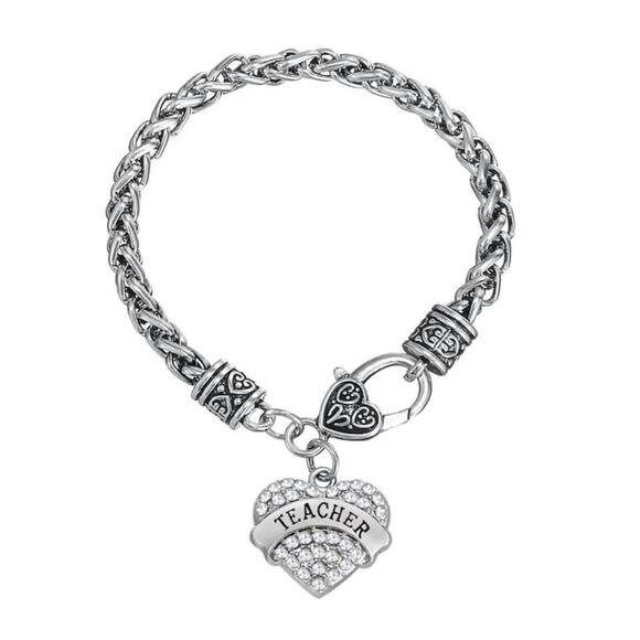 Owls Nest Jewelry Jewelry - Brand New Womens Teacher Silver & Rhinestone Lobster Claw Bracelet Gift